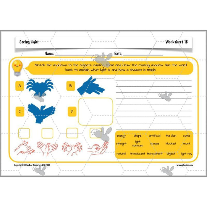 PlanBee Seeing Light KS2 Planning Pack | Year 6 Science Lessons