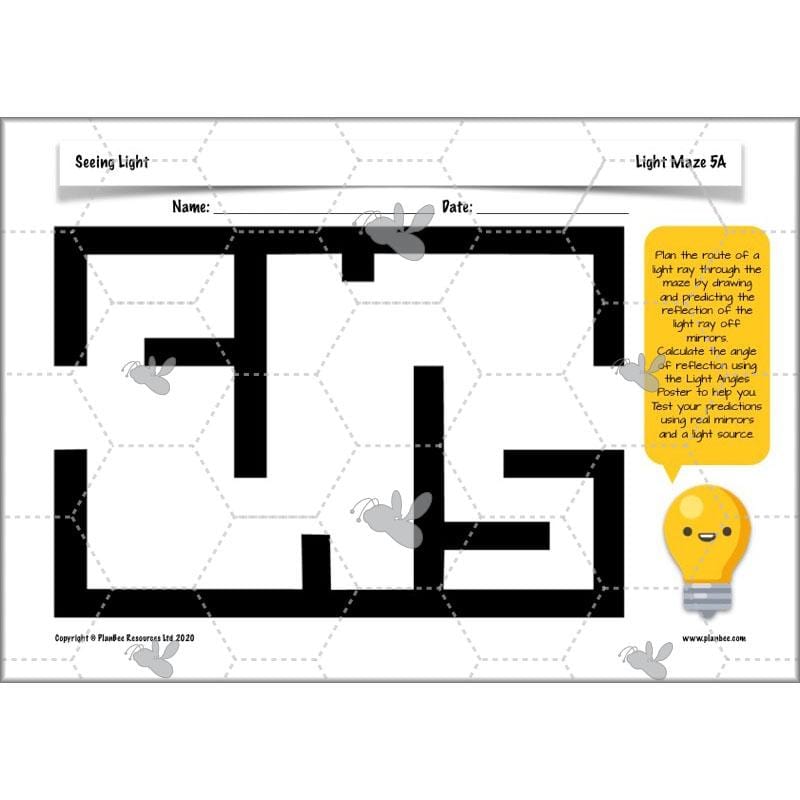 PlanBee Seeing Light KS2 Planning Pack | Year 6 Science Lessons