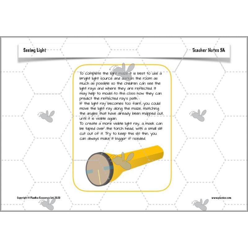 PlanBee Seeing Light KS2 Planning Pack | Year 6 Science Lessons