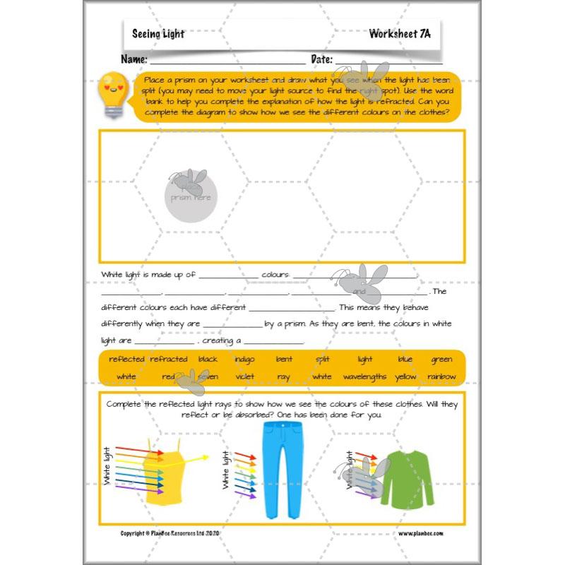PlanBee Seeing Light KS2 Planning Pack | Year 6 Science Lessons