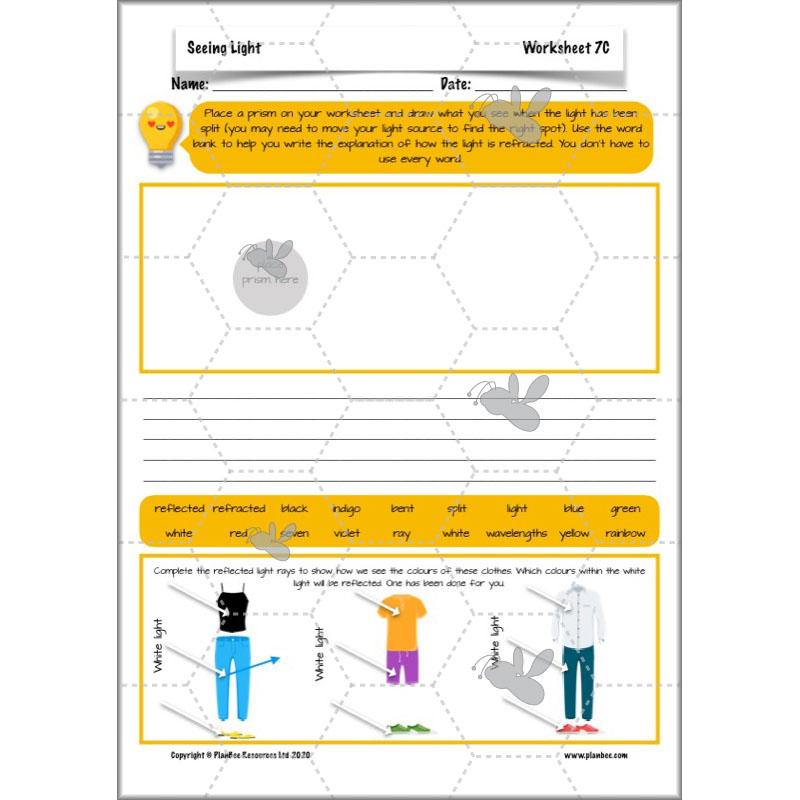 PlanBee Seeing Light KS2 Planning Pack | Year 6 Science Lessons