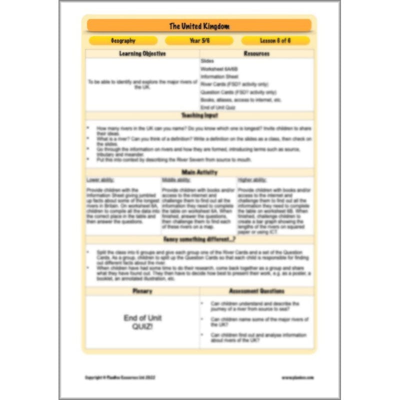 PlanBee The United Kingdom KS2 Planning Pack | Year 5 and Year 6 Geography