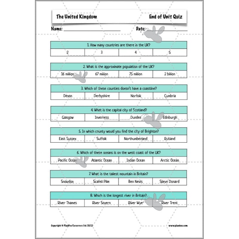 PlanBee The United Kingdom KS2 Planning Pack | Year 5 and Year 6 Geography