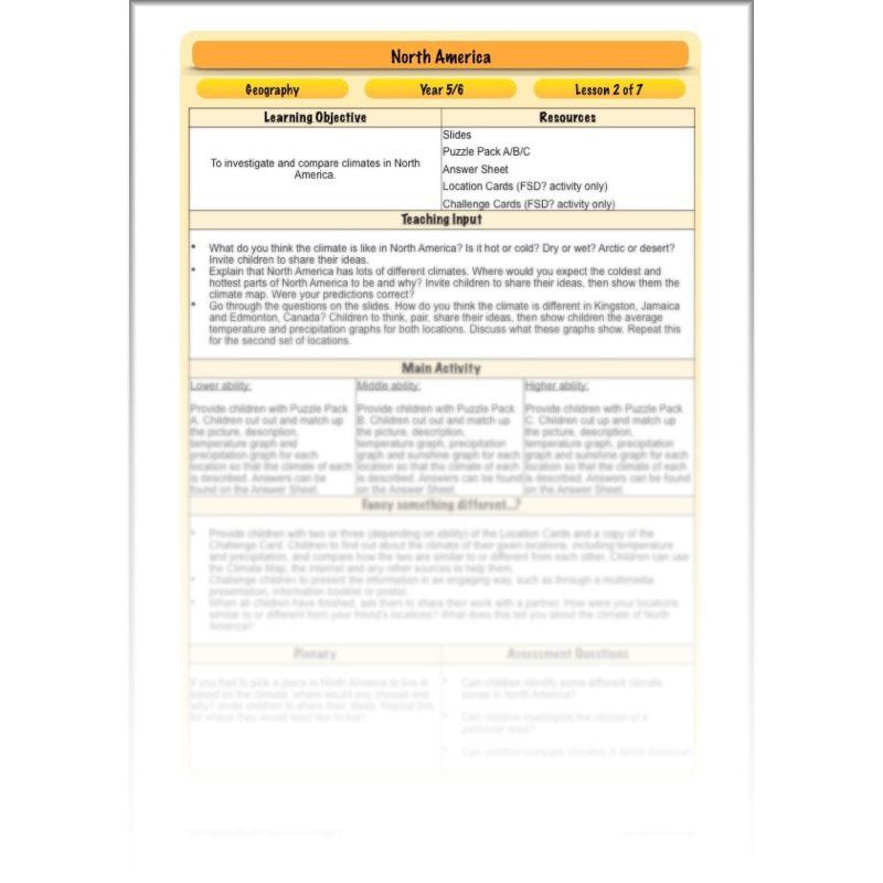 PlanBee North America KS2 Geography Lesson Pack by PlanBee