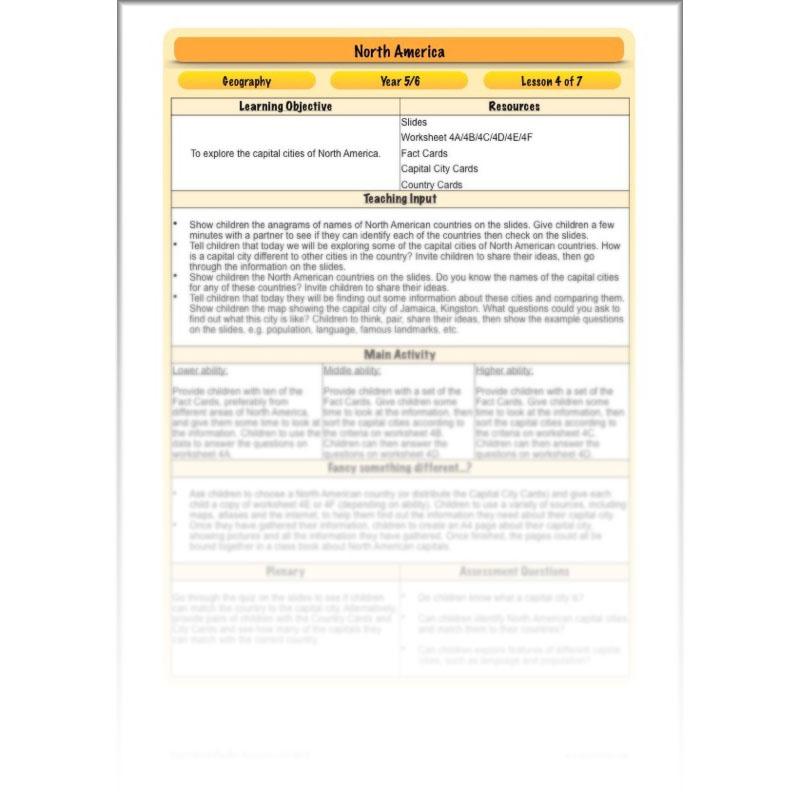 PlanBee North America KS2 Geography Lesson Pack by PlanBee