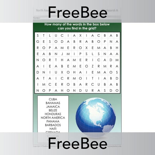 PlanBee FREE North America Word Search by PlanBee
