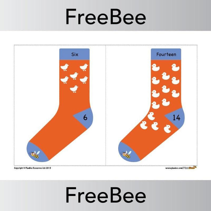 PlanBee Number Bond Socks 0 - 20 (Colour) | PlanBee FreeBees