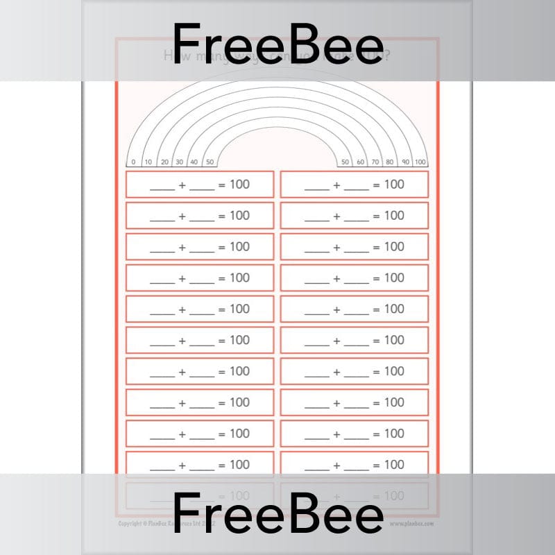 PlanBee FREE Number Bonds Rainbow Worksheet by PlanBee
