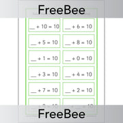 PlanBee FREE Number Bonds to 10 Worksheet by PlanBee