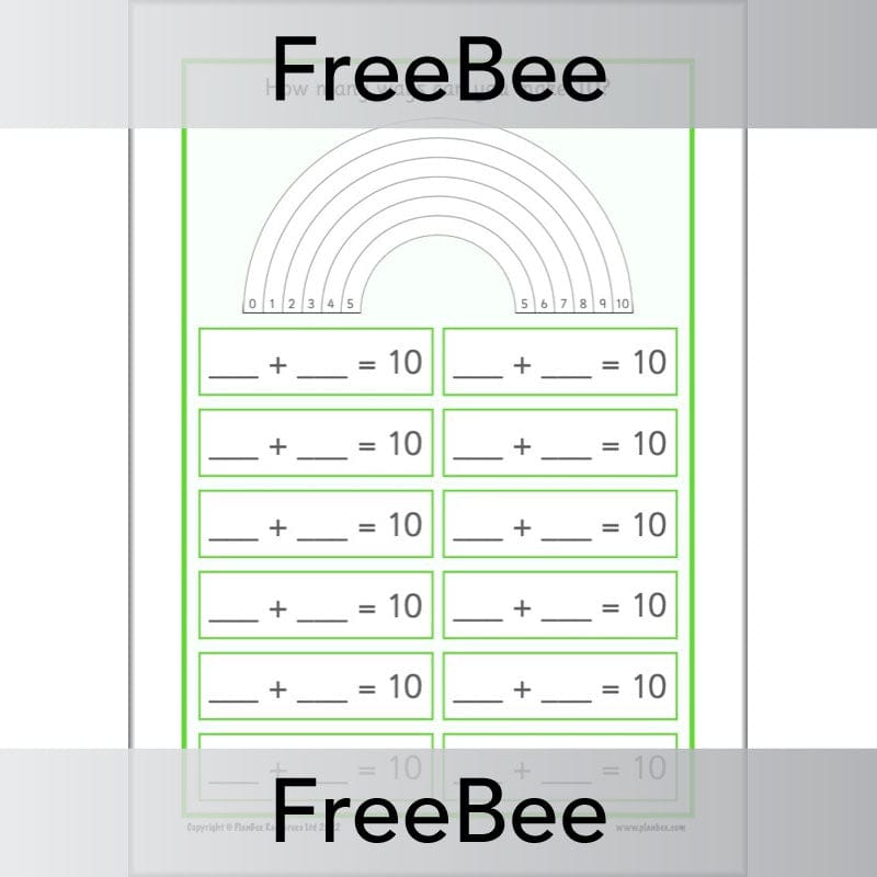 PlanBee FREE Number Bonds to 10 Worksheet by PlanBee