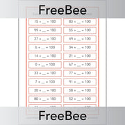 PlanBee FREE Number Bonds to 100 Worksheet by PlanBee