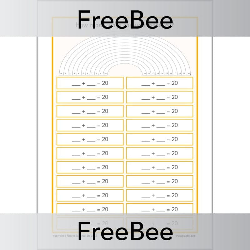 PlanBee FREE Number Bonds to 20 Worksheet by PlanBee