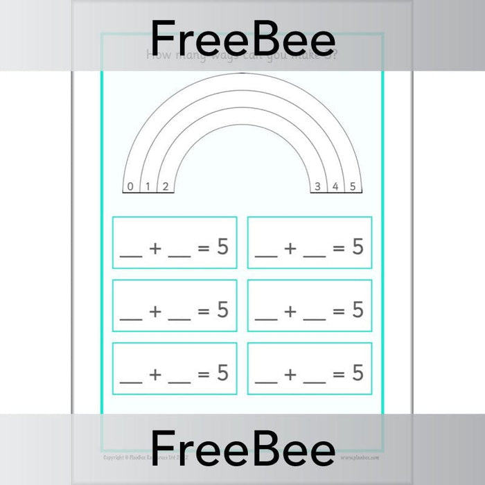 FREE Number Bonds to 5 Worksheet by PlanBee
