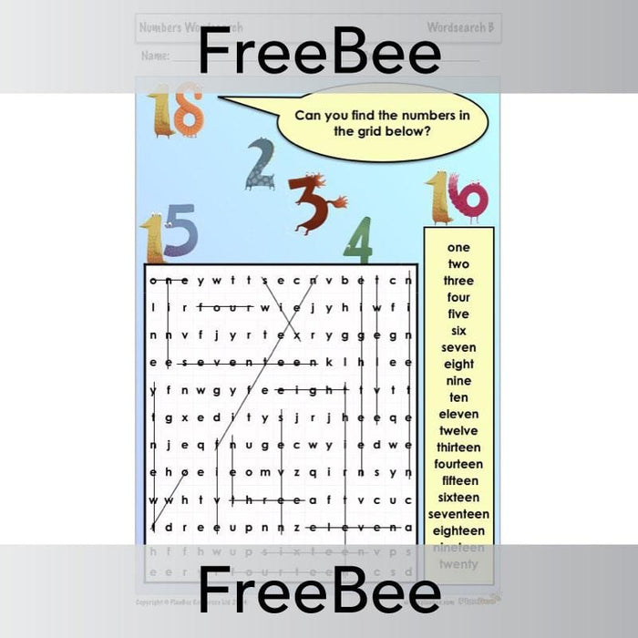 PlanBee Numbers Word Search | PlanBee FreeBees