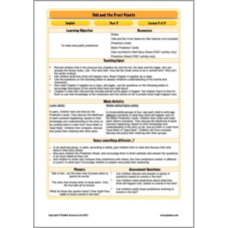 PlanBee Odd and the Frost Giants Planning Pack | KS2 English lessons