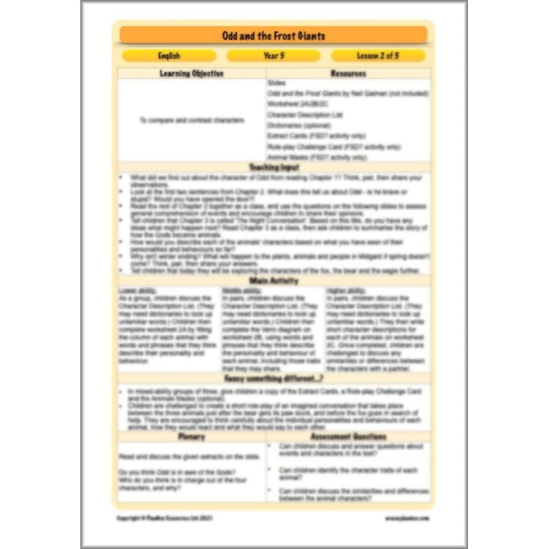 PlanBee Odd and the Frost Giants Planning Pack | KS2 English lessons