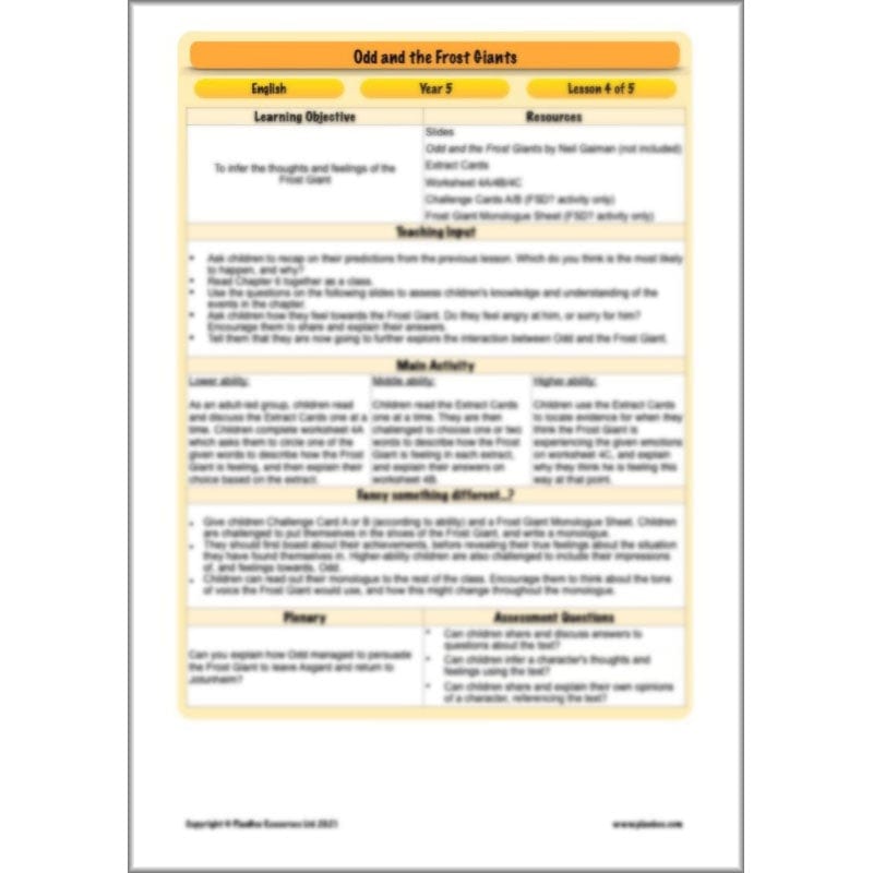 PlanBee Odd and the Frost Giants Planning Pack | KS2 English lessons