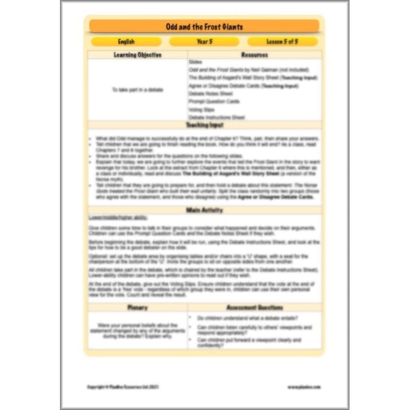 PlanBee Odd and the Frost Giants Planning Pack | KS2 English lessons