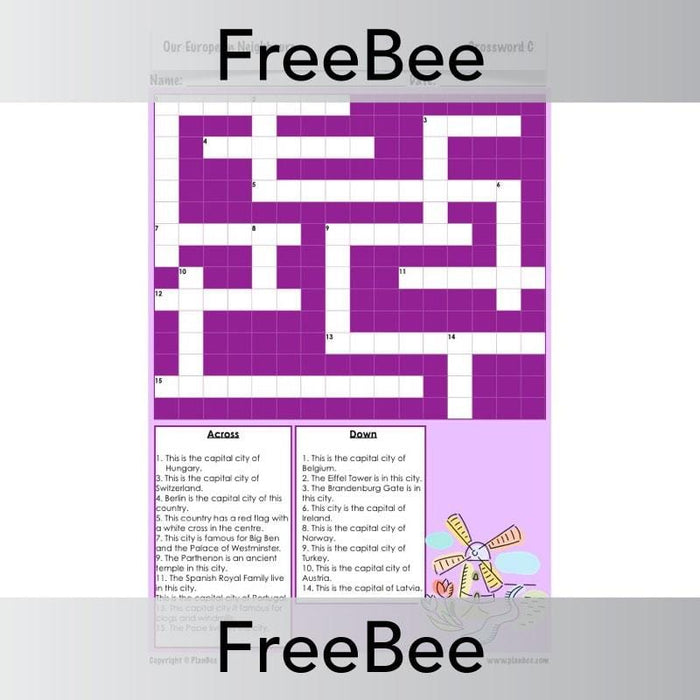 PlanBee Our European Neighbours Crossword | PlanBee FreeBees