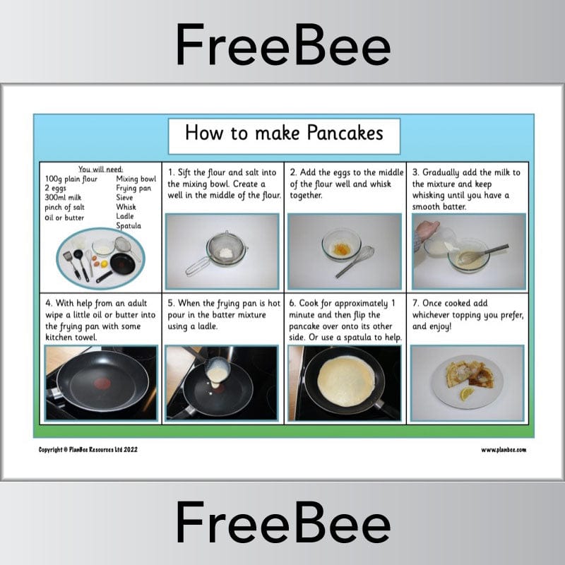 PlanBee FREE Easy Pancake Recipe for Kids by PlanBee
