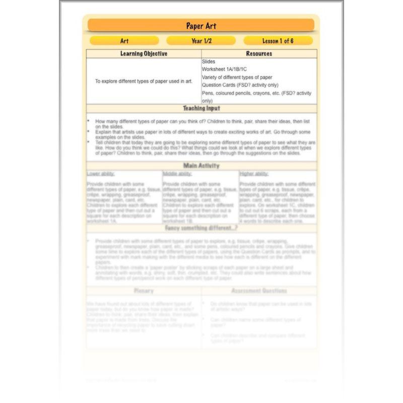 PlanBee Paper Art Lesson - KS1 Art Lesson from PlanBee