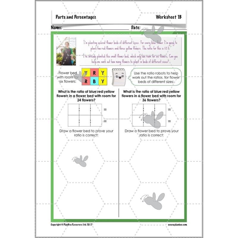 PlanBee Parts and Percentages: Year 6 ratio and proportion