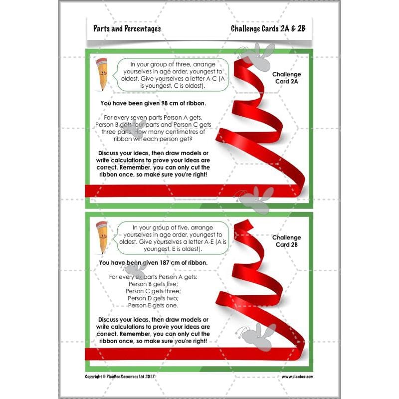 PlanBee Parts and Percentages: Year 6 ratio and proportion