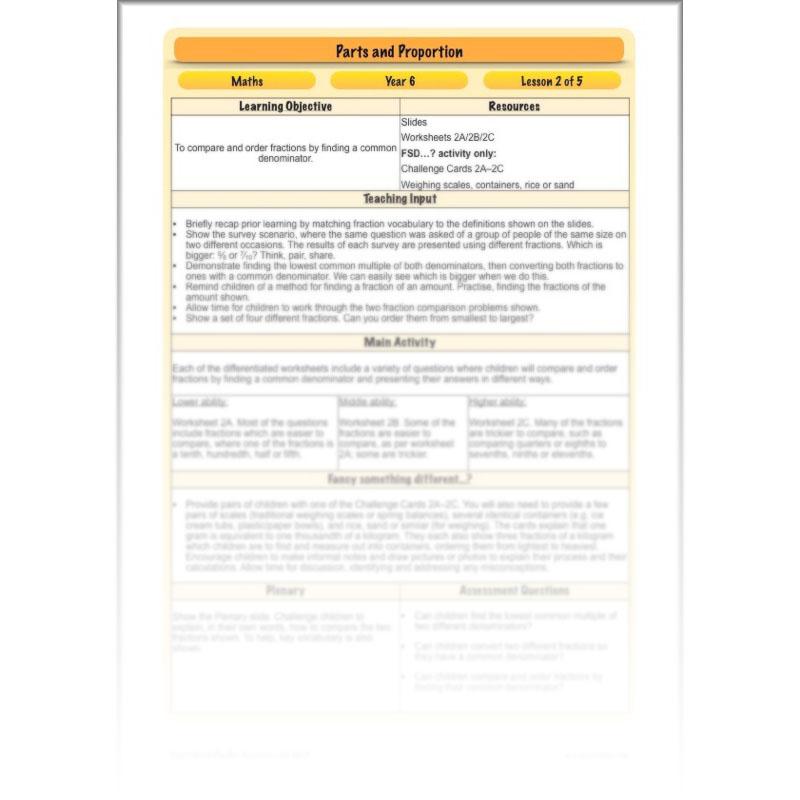 PlanBee Parts and Proportion: ratio KS2 Maths lesson planning