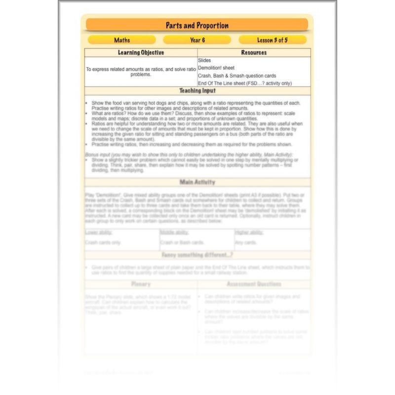 PlanBee Parts and Proportion: ratio KS2 Maths lesson planning