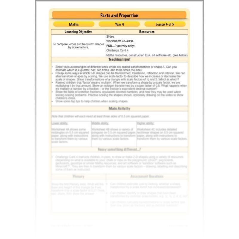 PlanBee Parts and Proportion: ratio KS2 Maths lesson planning