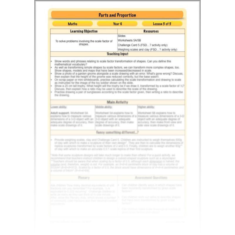 PlanBee Parts and Proportion: ratio KS2 Maths lesson planning