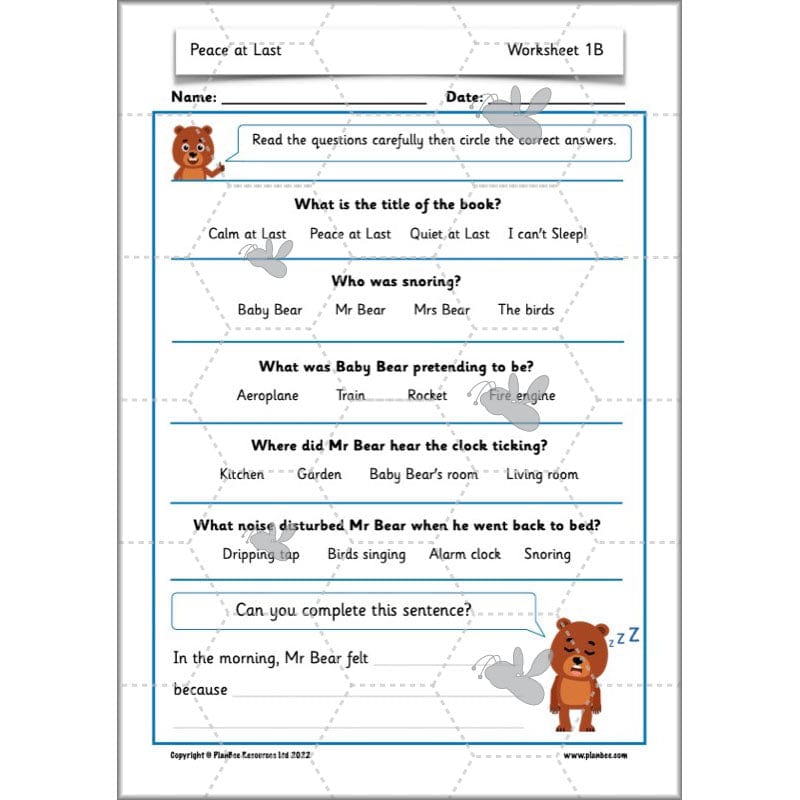 PlanBee Peace at Last Activities KS1 Planning | Year 1 English lessons