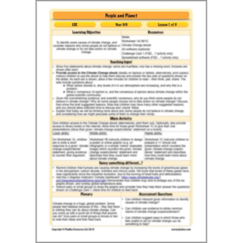 PlanBee People and Planet Climate Change KS2 | PlanBee