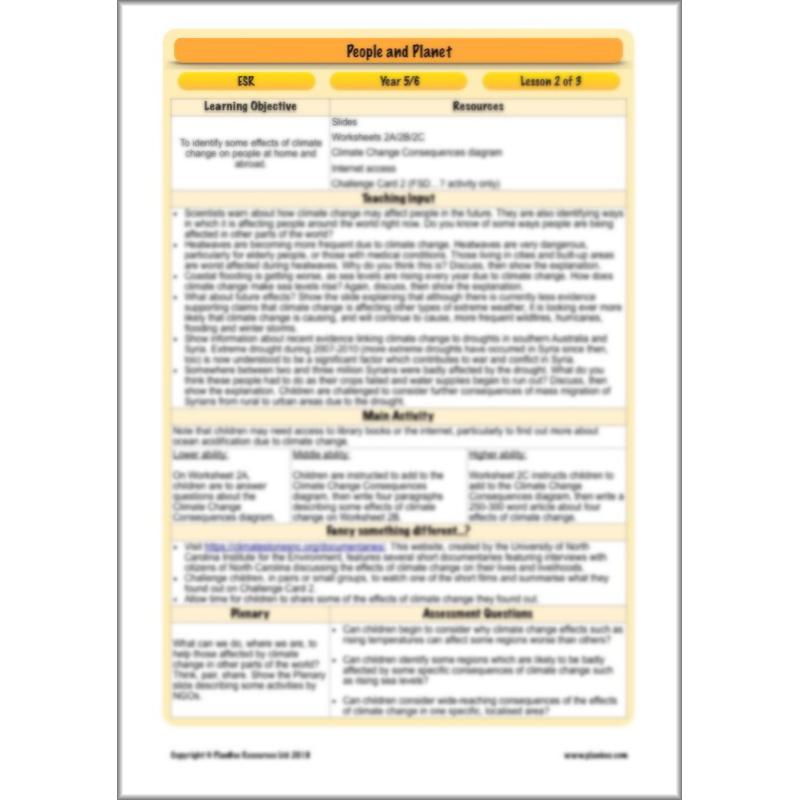 PlanBee People and Planet Climate Change KS2 | PlanBee