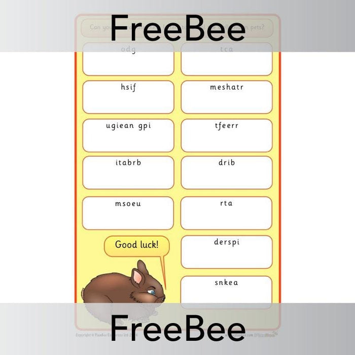PlanBee Free Pet Anagrams by PlanBee