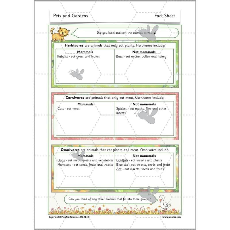 PlanBee Pets and Gardens Year 1 Science Lesson Plans by PlanBee
