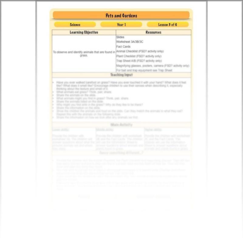 PlanBee Pets and Gardens Year 1 Science Lesson Plans by PlanBee