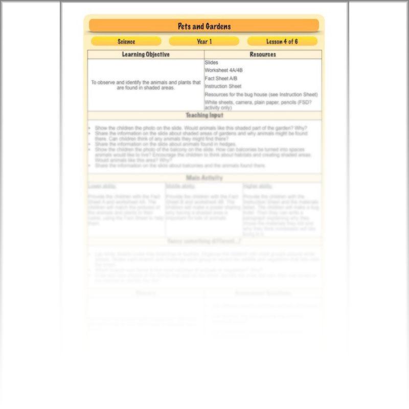 PlanBee Pets and Gardens Year 1 Science Lesson Plans by PlanBee