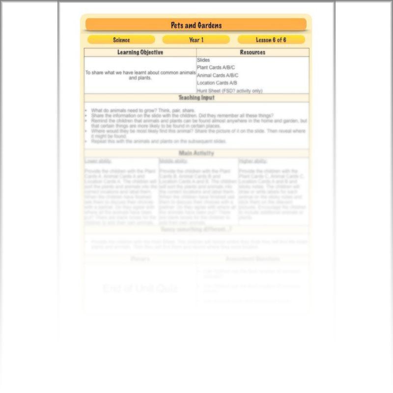 PlanBee Pets and Gardens Year 1 Science Lesson Plans by PlanBee