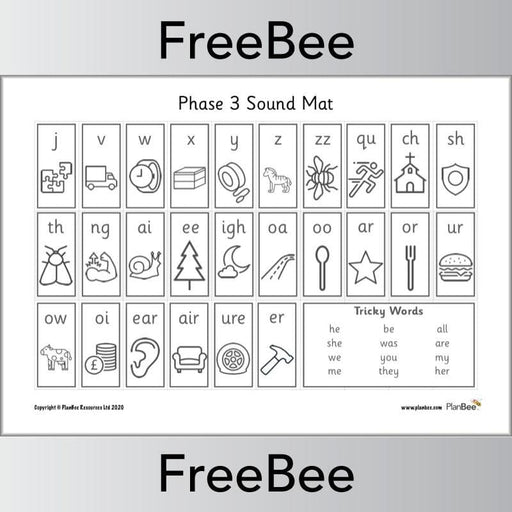 PlanBee Phase 3 Sound Mat Phonic Resource by PlanBee