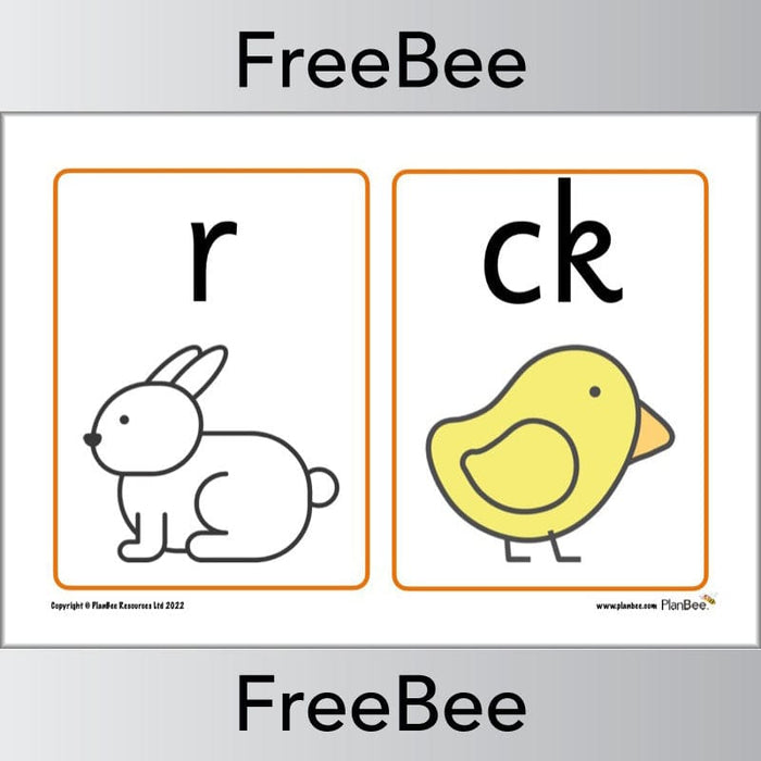 Free Phase 2 Printable Phonics Flashcards by PlanBee