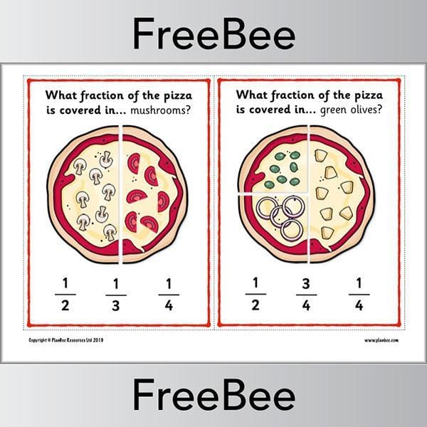 FREE Pizza Fractions KS1 Fraction Cards by PlanBee