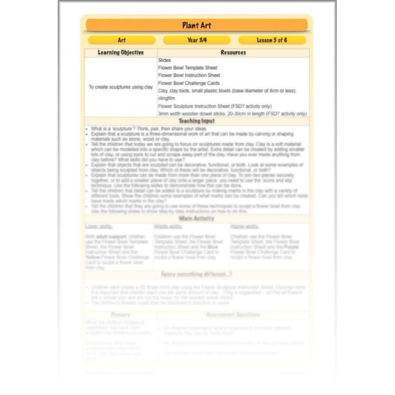 PlanBee Plant Art Lessons Year 3 & Year 4 PlanBee Art scheme of work