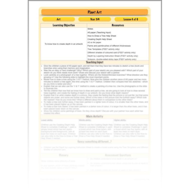 PlanBee Plant Art Lessons Year 3 & Year 4 PlanBee Art scheme of work