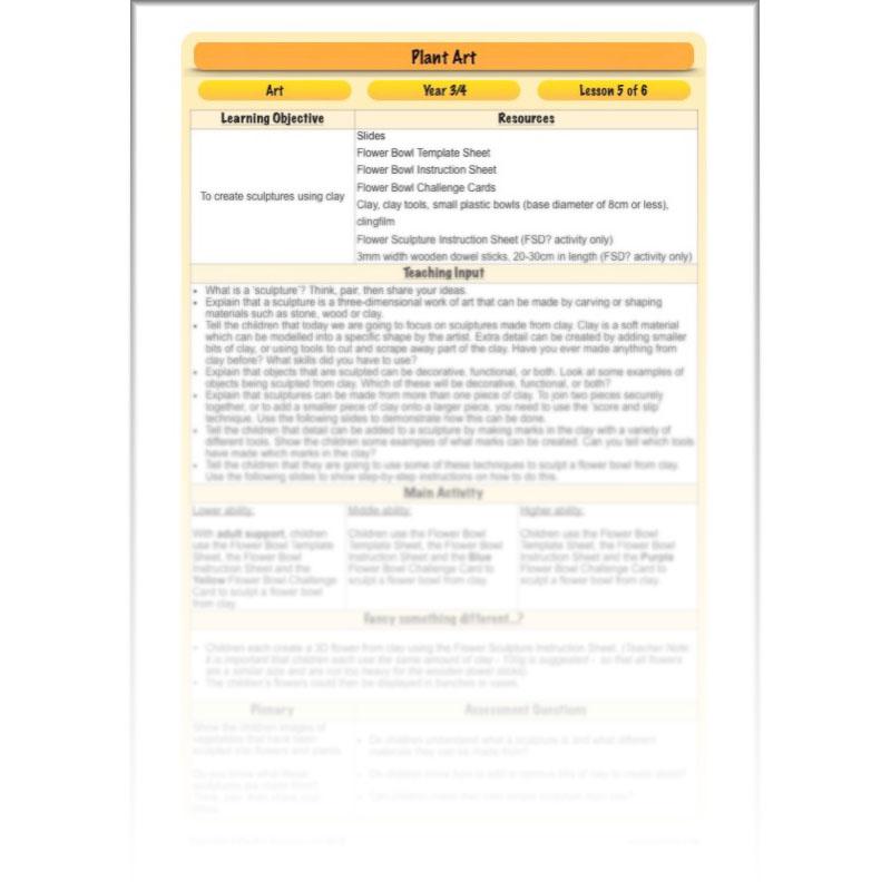 PlanBee Plant Art Lessons Year 3 & Year 4 PlanBee Art scheme of work