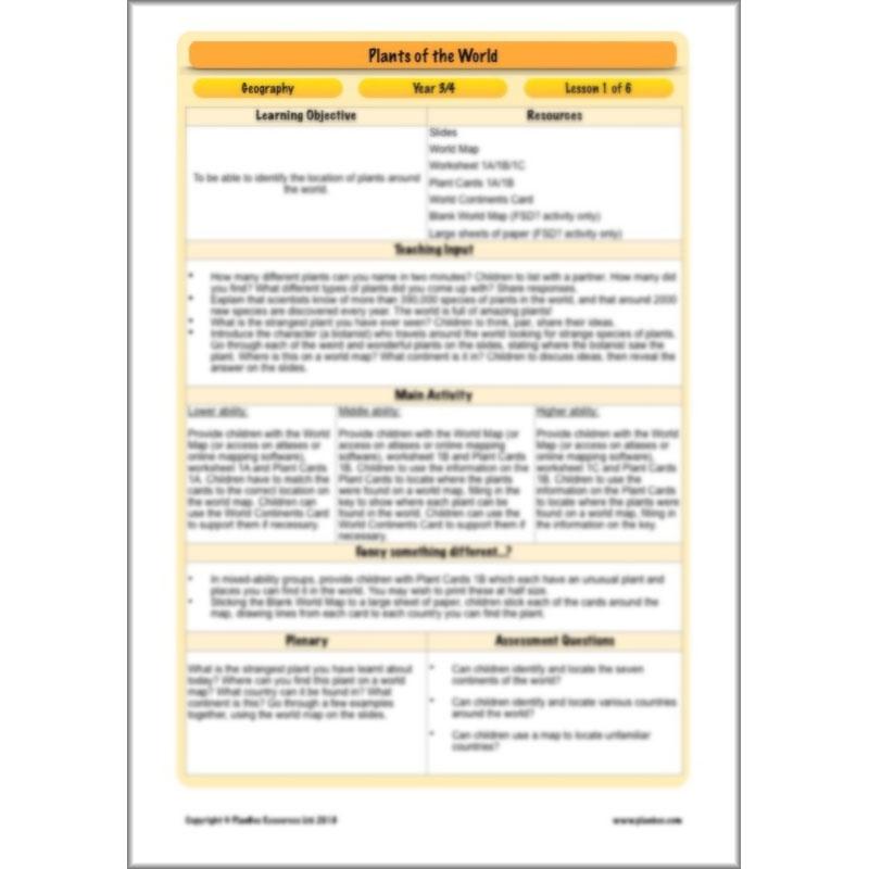 PlanBee Plants of the World: Plants KS2 Geography lessons by PlanBee