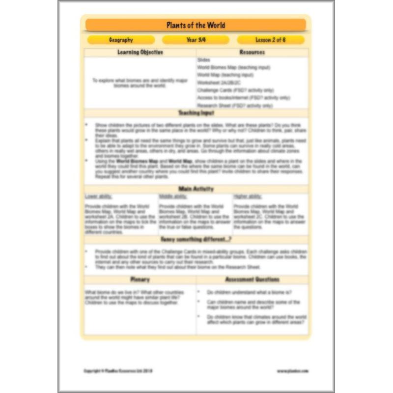 PlanBee Plants of the World: Plants KS2 Geography lessons by PlanBee