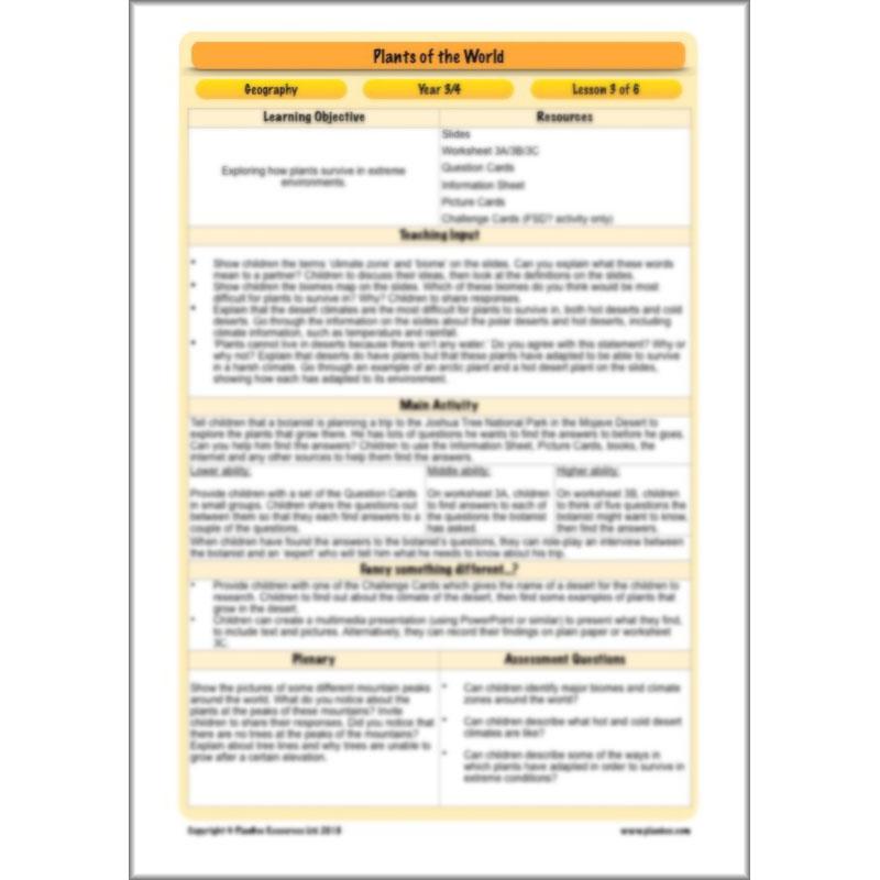 PlanBee Plants of the World: Plants KS2 Geography lessons by PlanBee