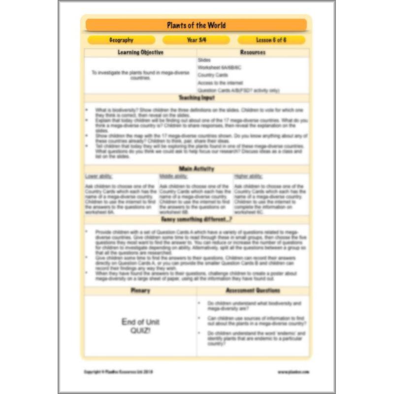 PlanBee Plants of the World: Plants KS2 Geography lessons by PlanBee