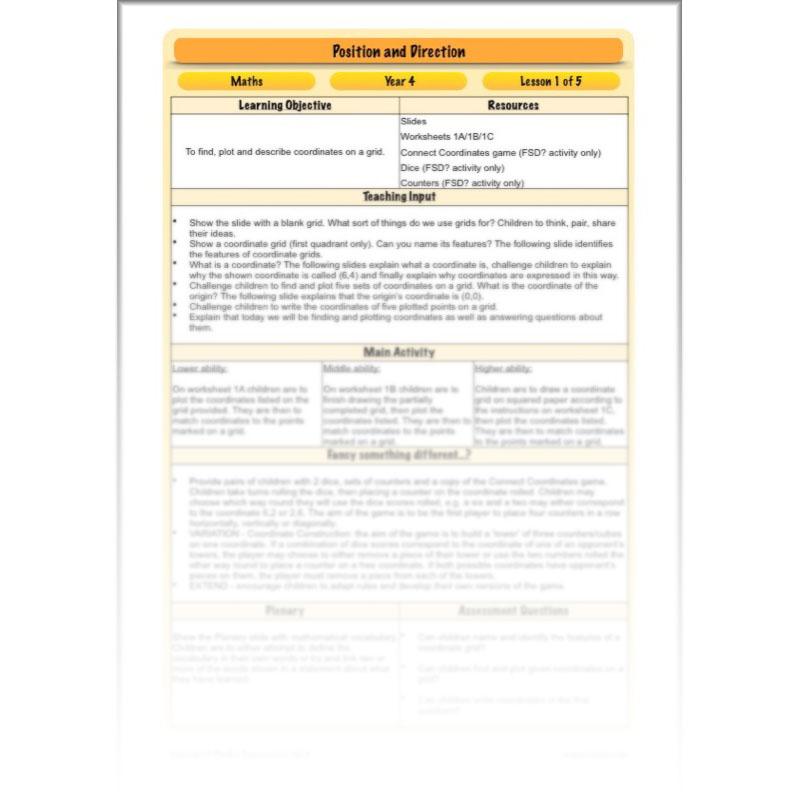 PlanBee Position and Direction Year 4 Maths Lessons | PlanBee